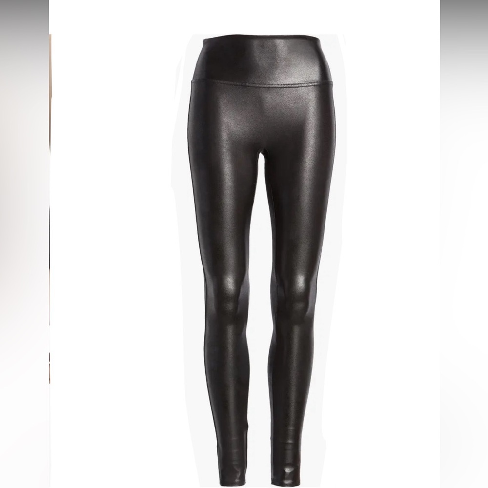 SPANX Black Glossy High-Waisted Leggings